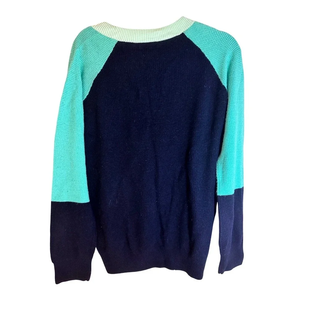 J. Crew Colorblock NWT Raglan Crewneck Sweater Mint Navy XS‎